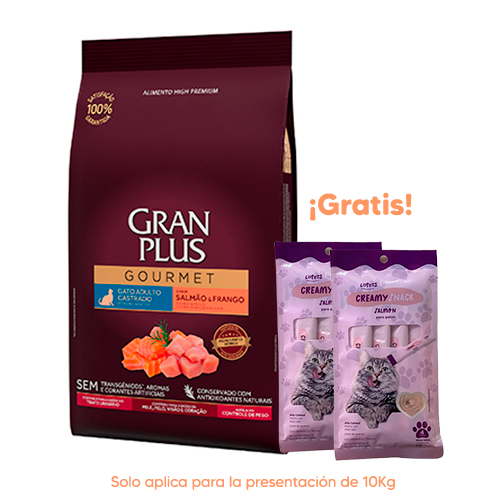 Gran Plus Gourmet Gato Adulto Castrado Salmón y Pollo 10.1kg