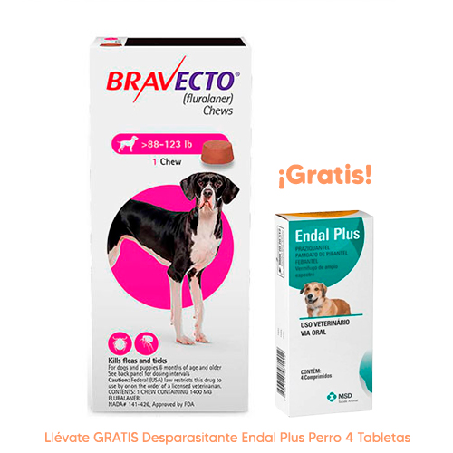 Bravecto Tableta Antipulgas para Perros de 40 a 56kg x1 Tableta