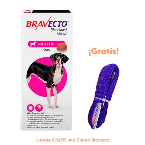 Bravecto Tableta Antipulgas para Perros de 40 a 56kg x1 Tableta