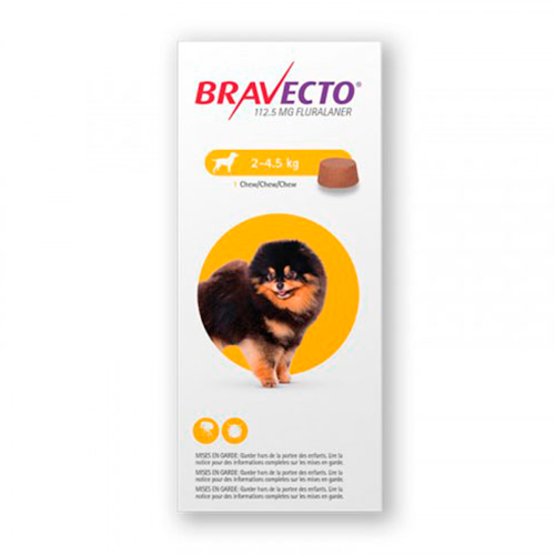 Bravecto Tableta Antipulgas para Perros de 2 a 4.5Kg x1 Tableta