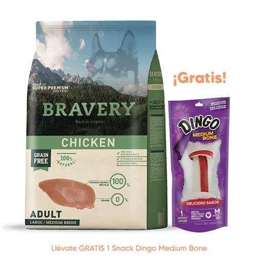 Bravery Perro Adulto Chicken Large Medium Breeds 4Kg