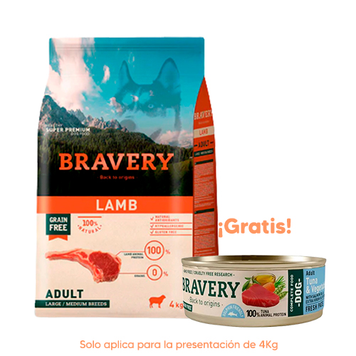 Bravery Perro Adulto Cordero Large Medium Breed 4Kg