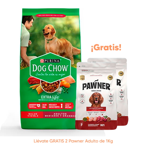 Dog Chow Pouch Adultos Cena de Carne 100Gr Dog Chow Adulto Razas Medianas y Grandes Salud Visible 21kg