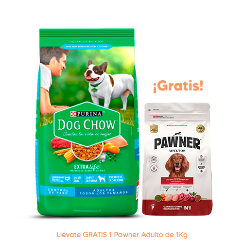 Dog Chow Pouch Adultos Cena de Carne 100Gr Dog Chow Adulto Todas las Razas Control de Peso 2kg
