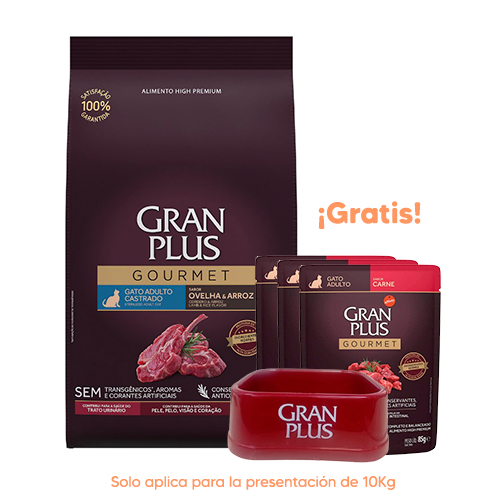 Pipeta Antipulgas para Gato Bravecto Plus Spot On 2.8 a 6.25Kg 250mg Gran Plus Gourmet Gato Adulto Castrado Cordero y Arroz 10kg