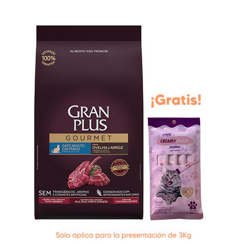 Gran Plus Gourmet Gato Adulto Castrado Cordero y Arroz 3kg