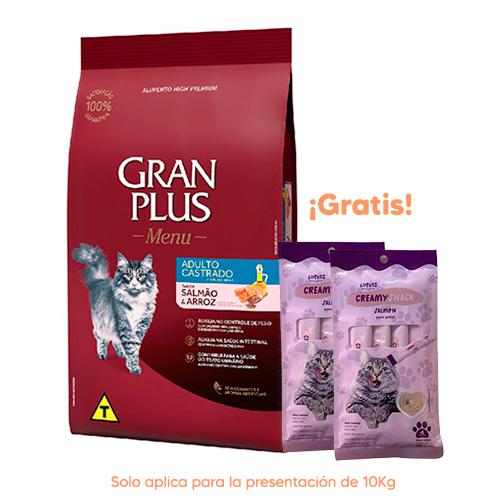 Gran Plus Menú Gato Adulto Castrado Salmón y Arroz de 10.1Kg