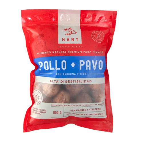 Hant comida congelada para perro de Pollo y Pavo 800Gr