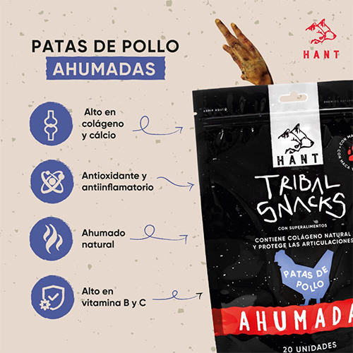 Pet Care Snack para Gato Bocaditos de Pollo 80 Gr Hant Tribal Snacks de Patas de Pollo 20 Unidades
