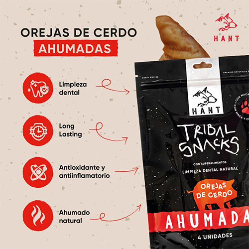Hant Tribal Snacks para Perro de Orejas de Cerdo 4 Unidades