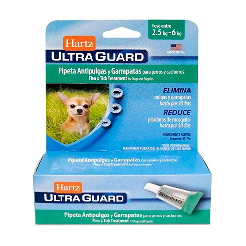 Hartz Ultra Guard Pipeta Antipulgas y Garrapata Perro 2.5 a 6Kg