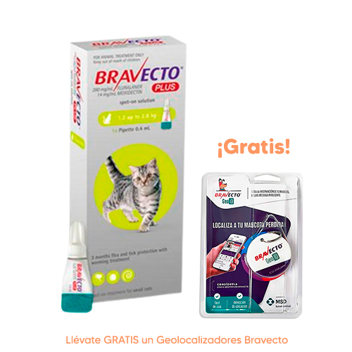Pipeta Antipulgas para Gato Bravecto Plus Spot On 1.2-2.8Kg 112.5mg
