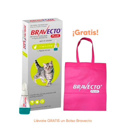 Pipeta Antipulgas para Gato Bravecto Plus Spot On 1.2-2.8Kg 112.5mg