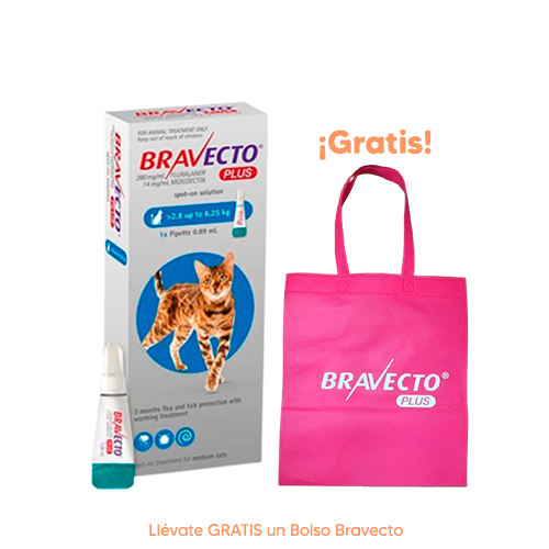 Pipeta Antipulgas para Gato Bravecto Plus Spot On 2.8-6.25Kg 250Mg