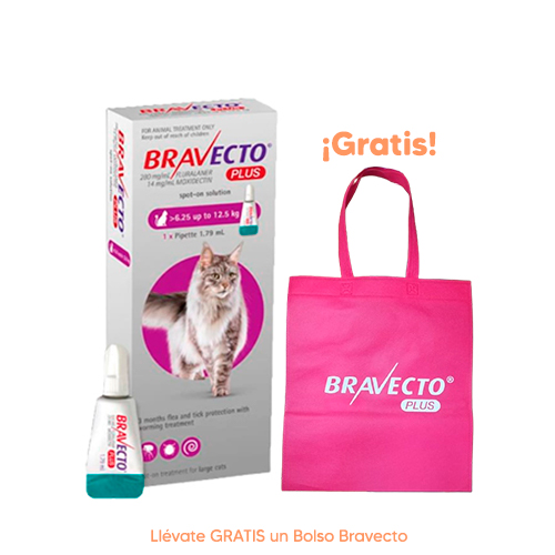 Pipeta Antipulgas para Gato Bravecto Plus Spot On 6.25-12.5Kg 500Mg