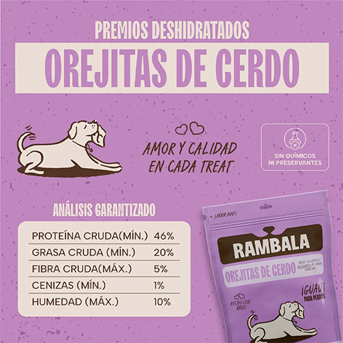 Rambala Treats para Perros Orejas de Cerdo 4 Unidades