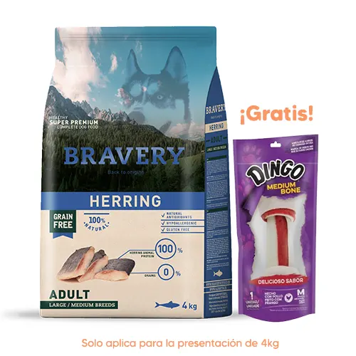 Bravery Perro Adulto Large Medium Breed Herring 4kg