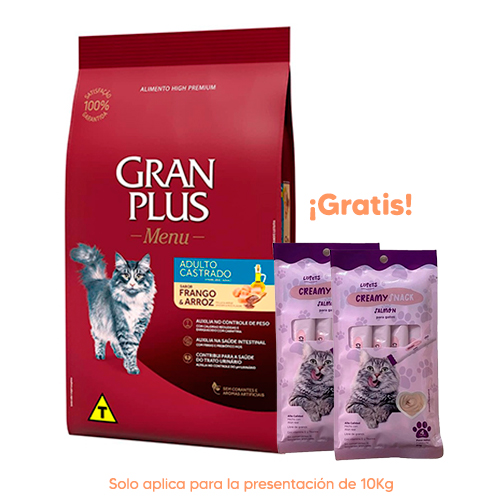 Gran Plus Menú Gato Adulto Castrado Pollo y Arroz 10kg