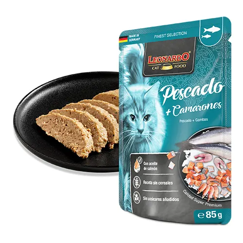 Leonardo Cat Pouch Pescado y Camarones 85Gr