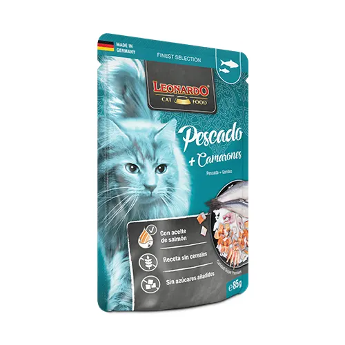 Leonardo Cat Pouch Pescado y Camarones 85Gr