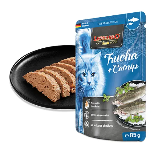 Leonardo Cat Pouch Trucha y Catnip 85Gr