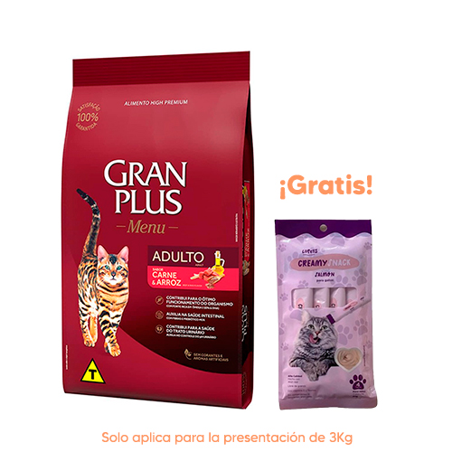 Gran Plus Menú Gato Adulto Carne y Arroz 3kg