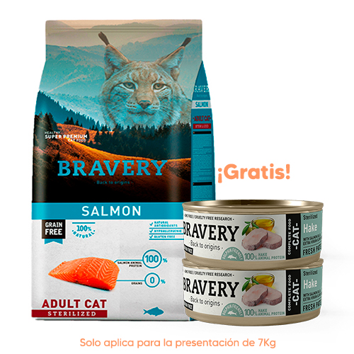 Bravery Gato Adulto Salmón Sterilized 7Kg