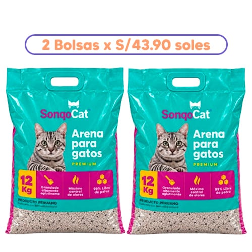 Promoción 2 Arenas Sonqo Cat Granulada Carbón de 12Kg