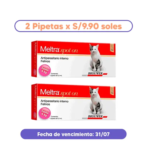 Liquidación Brouwer Meltra Antiparasitario Interno Gato hasta 4Kg