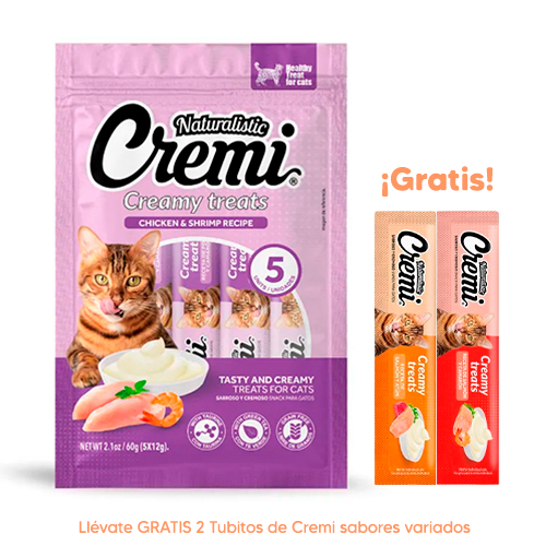 Dentalife Snack Grande 196Gr 7 Uni Cremi Creamy Treats Pollo y Camarón 5 Unidades x 12Gr
