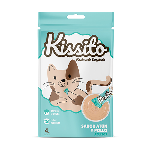 Kissito Gato Adulto sabor Atún y Pollo Empaque de 4 Unidades x 14Gr