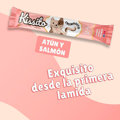 Kissito Gato Adulto sabor Atún y Salmon Empaque de 4 Unidades x 14Gr