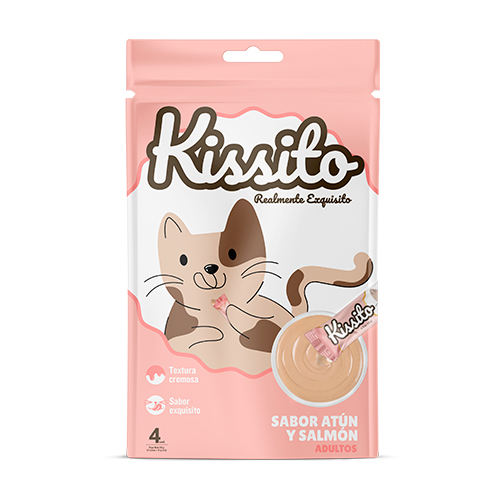 Kissito Gato Adulto sabor Atún y Salmón Empaque de 4 Unidades x 14Gr