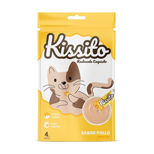 Kissito Gato Adulto sabor Pollo Empaque de 4 Unidades x 14Gr