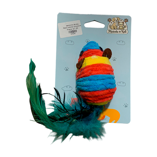 La Mascota de Keli ratón colorido con plumas