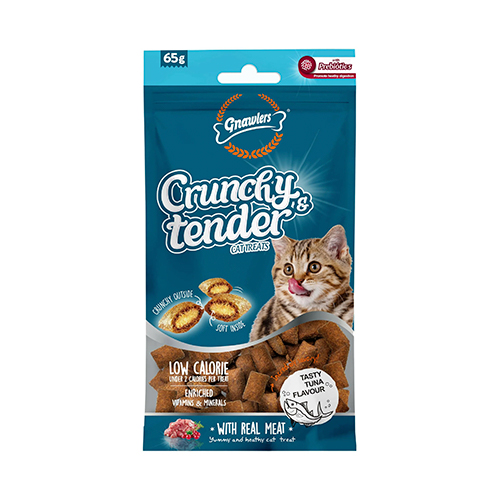 Gnawlers Snack Crunchy & Tender Cat Treats Atún 65Gr