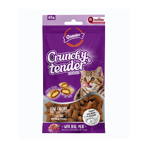 Gnawlers Snack Crunchy & Tender Cat Treats Salmón 65Gr
