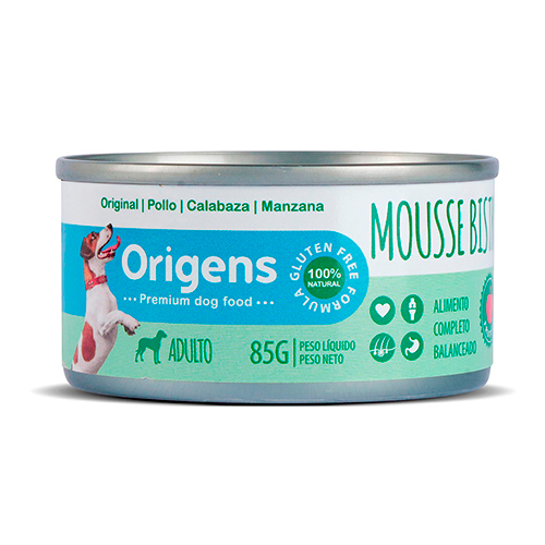 Origens Perro Lata Mousse Bistro Adulto Pollo, Calabaza y Manzana 85Gr