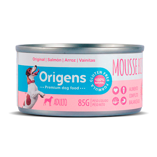 Origens Perro Lata Mousse Bistro Perro Salmón, Arroz y Vainitas 85Gr