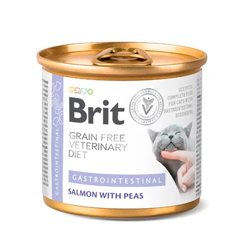 Brit Grain Free Vet Diets Lata Cat Gastrointestinal Salmón With Peas 200Gr