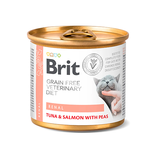 Brit Grain Free Vet Diets Lata Cat Renal Tuna & Salmón With Peas 200Gr
