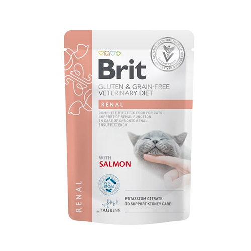 Brit Grain Free Vet Diets Pouch Cat Renal Fillets In Gravy Salmón 85Gr