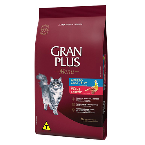 Gran Plus Menú Gato Adulto Castrado Carne y Arroz 10Kg