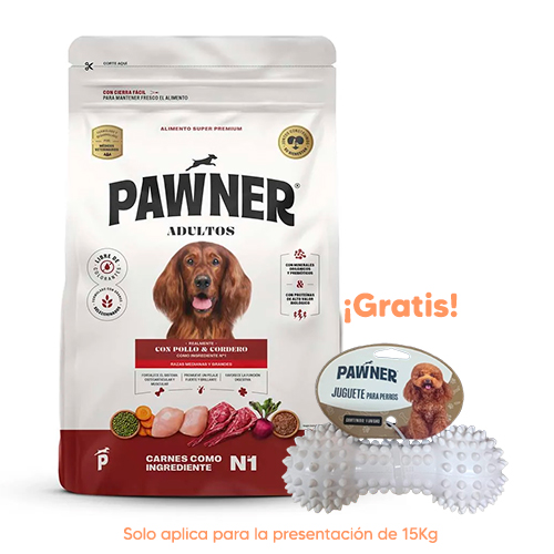 Pawner Perro Adulto Raza Mediana y Grande Pollo y Cordero 15kg