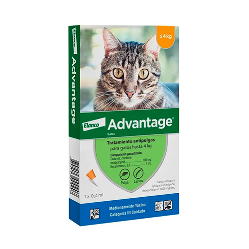 Pipeta Antipulgas Gato Advantage hasta 4Kg Naranja