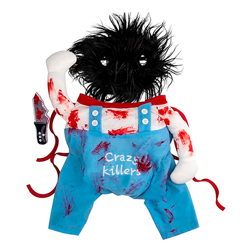 La Mascota de Keli Disfraz Crazy Killer 3 Piezas Ropa, Cuchillo y Peluca