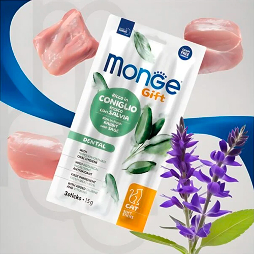 Monge Gift Soft Sticks Dental Cat Conejo & Salvia 15Gr Monge Gift Soft Sticks Dental Cat Conejo & Salvia 15Gr
