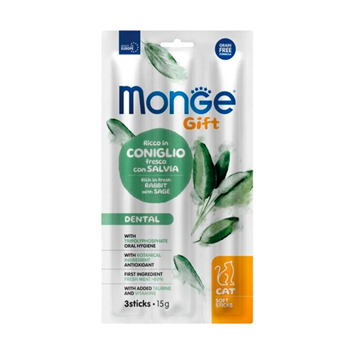 Monge Gift Soft Sticks Dental Cat Conejo & Salvia 15Gr