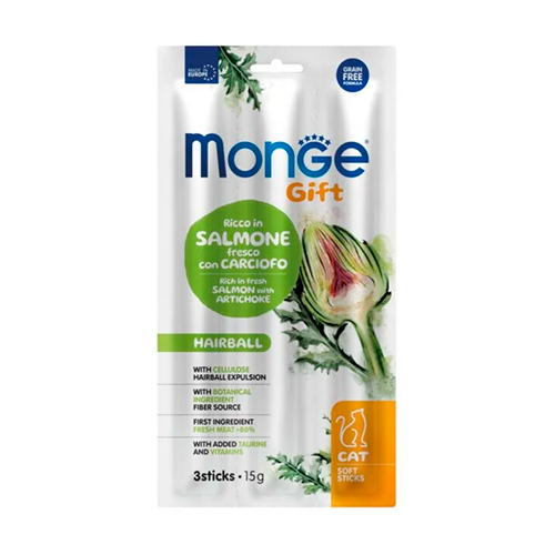 Monge Gift Soft Sticks Hairball Cat Salmón & Alcachofa 15Gr