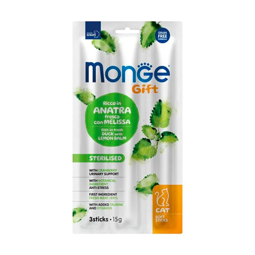 Monge Gift Soft Sticks Sterilised Cat Pato & Toronjil 15Gr